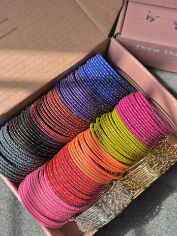 Bangle Treat Box – 12 Dozen Set | Mixed Colors | Available in 3 Sizes For Women